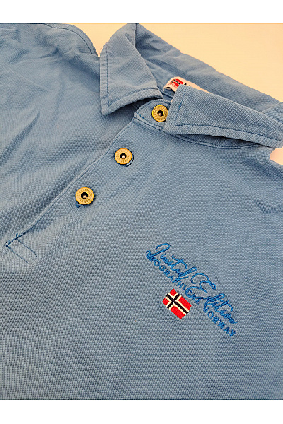 Geographical Norway Modré bavlněné polo tričko s krátkým rukávem a výšivkou Velikost M | Geographical Norway | obrázek 5