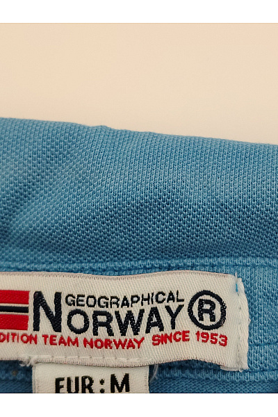 Geographical Norway Modré bavlněné polo tričko s krátkým rukávem a výšivkou Velikost M | Geographical Norway | obrázek 6