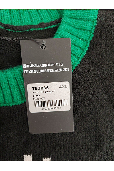 URBAN CLASSICS Černý vánoční pulovr s motivem Santa Clause Velikost 4XL | URBAN CLASSICS | obrázek 9