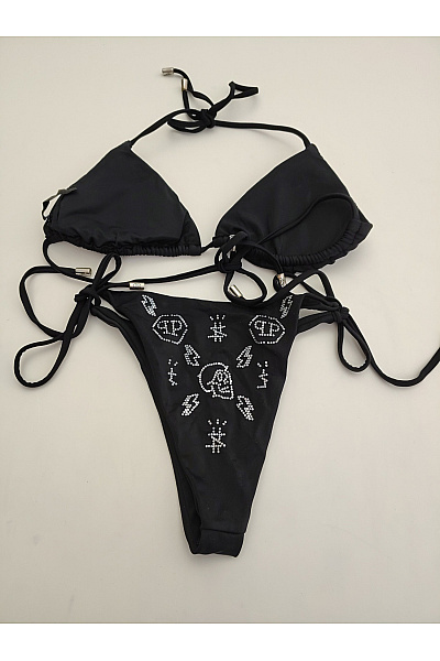 PHILLIP PLEIN Černé dvoudílné bikiny s kamínky na zavazování | PHILLIP PLEIN | obrázek 6