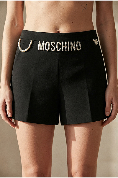 MOSCHINO Černé Elegantní Krátké šortky S Perlami Vel. DE 34