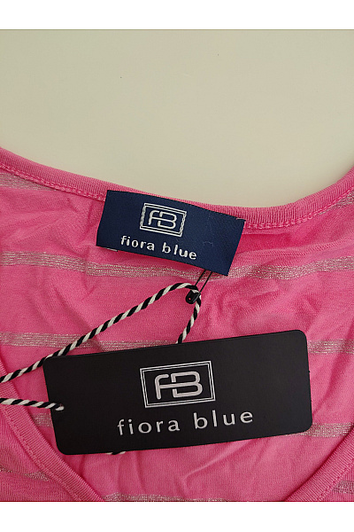 fiora blue Růžové pruhované dámské tričko s krátkým rukávem a spadlým Vel. DE 46 | fiora blue | obrázek 4