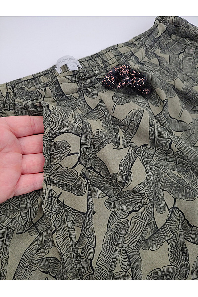 lemon beret Khaki letní kalhoty s listovým vzorem Vel. EU 176 | lemon beret | obrázek 9