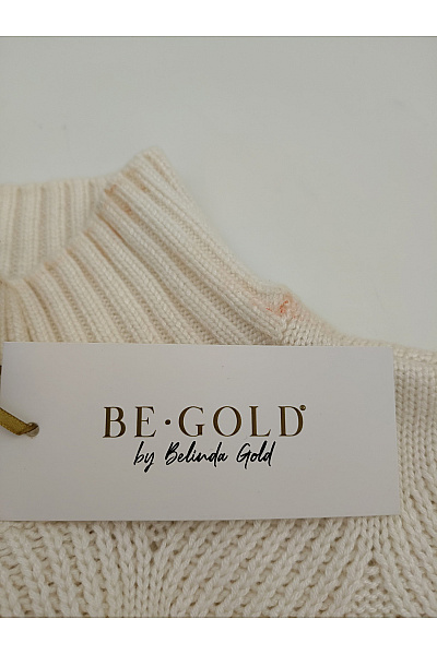 Belinda Gold Béžový pletený pulovr se stojáčkem Vel. EU 40 | Belinda Gold | obrázek 6