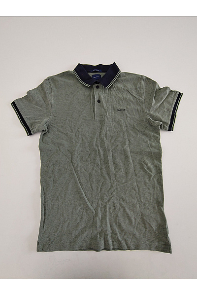 GANT Pánské Khaki Bavlněné Polo Tričko S Krátkým Rukávem Vel. M