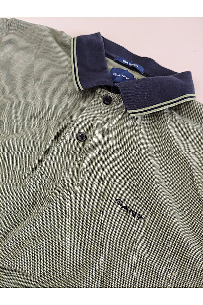 GANT Pánské khaki bavlněné polo tričko s krátkým rukávem Vel. M | GANT | obrázek 3
