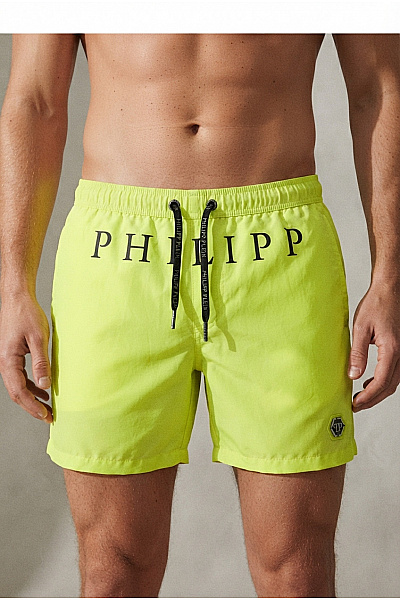 Philipp Plein Zelené Plážové Koupací Kraťasy S Potiskem Velikost M