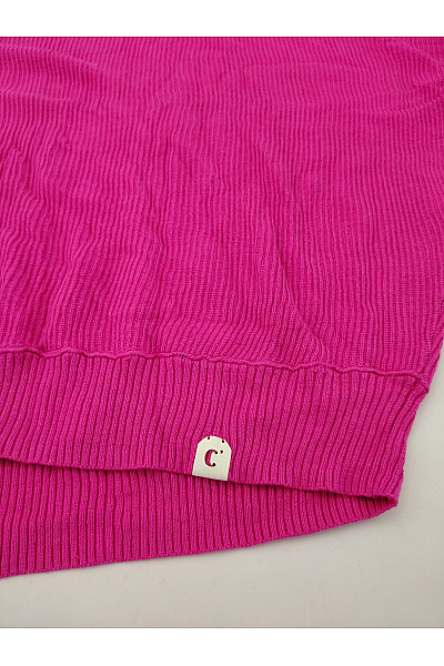 Růžový pletený oversized pulovr s kapucí Vel. IT 48 | Unimoda | obrázek 4