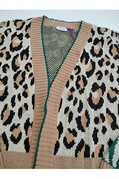 curvy me Barevný pletený kardigan s leopardím vzorem Vel. DE 44 | curvy me | obrázek 5