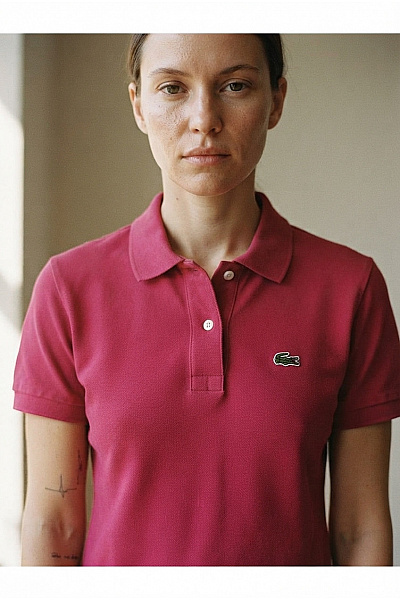 LACOSTE Dámské Růžové Bavlněné Polo Tričko S Krátkým Rukávem Vel. S