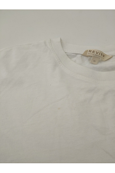 REVIEW Bílé bavlněné crop top tričko s krátkým rukávem a kulatým výstřihem Velikost M | REVIEW | obrázek 3