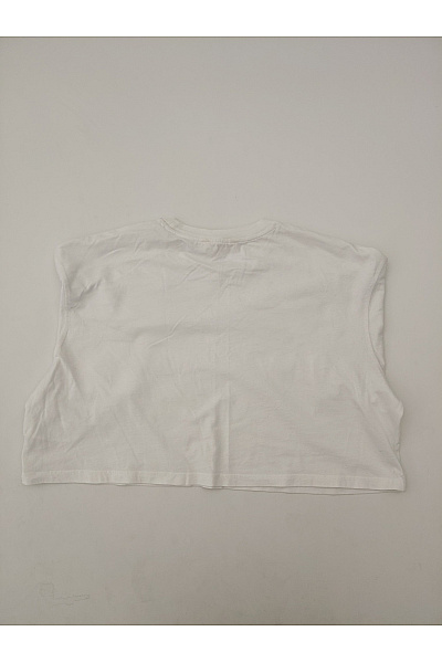 REVIEW Bílé bavlněné crop top tričko s krátkým rukávem a kulatým výstřihem Velikost M | REVIEW | obrázek 6
