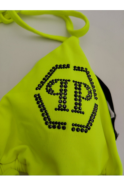 Philipp Plein Žlutý vrchní díl plavek bikiny za krk s kamínky Velikost S | Philipp Plein | obrázek 2
