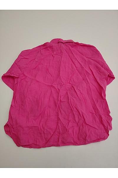 0039 ITALY Růžová lněná košilová halenka s dlouhým rukávem oversize Vel. XL | 0039 ITALY | obrázek 4