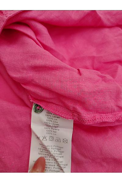 0039 ITALY Růžová lněná košilová halenka s dlouhým rukávem oversize Vel. XL | 0039 ITALY | obrázek 5