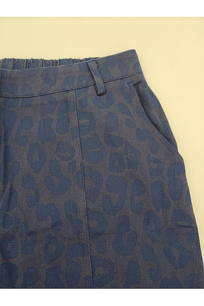 Jana Ina Modré bavlněné jogger kalhoty s leopardím vzorem a gumou na nohavicích Velikost DE 44 | Jana Ina | obrázek 3