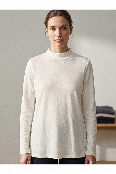 GINA LAURA Bílé Dámské Tričko S Dlouhým Rukávem A Stojáčkem Basic Velikost XL