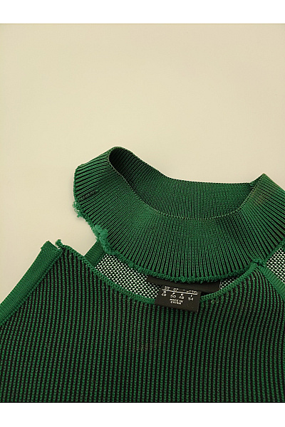 ADIDAS Zelené pletené mini šaty za krk bodycon Vel. DE 48 | ADIDAS | obrázek 3