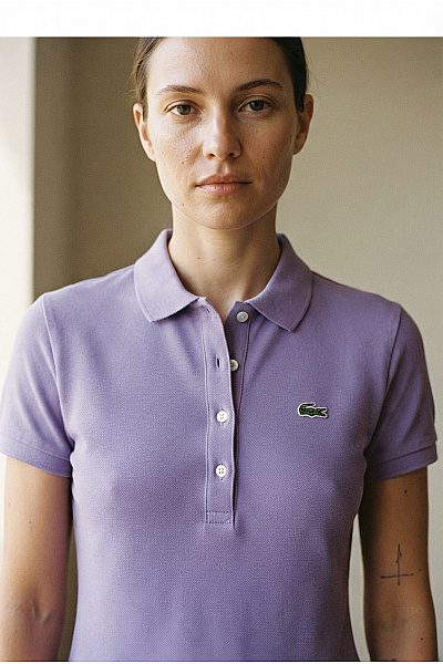 LACOSTE Fialové Bavlněné Polo Tričko S Krátkým Rukávem Vel. EU 38
