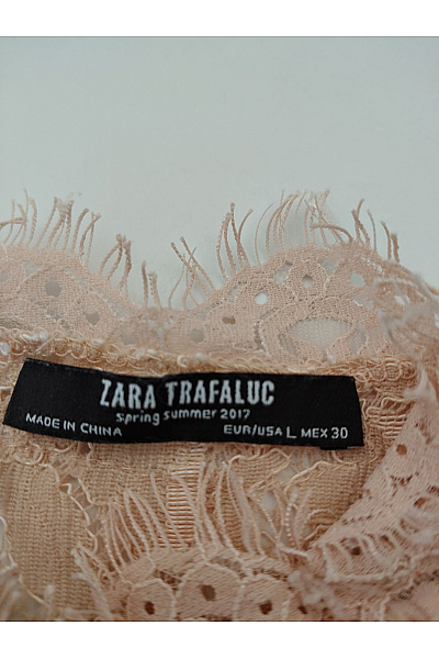 ZARA Béžová krajková halenka s krátkým rukávem a stojáčkem Vel. US L | ZARA | obrázek 3