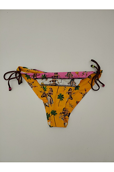 Banana Moon Dámské Spodní Díl Plavek Bikiny žluté Havajský Vzor Na Zavazování Velikost M