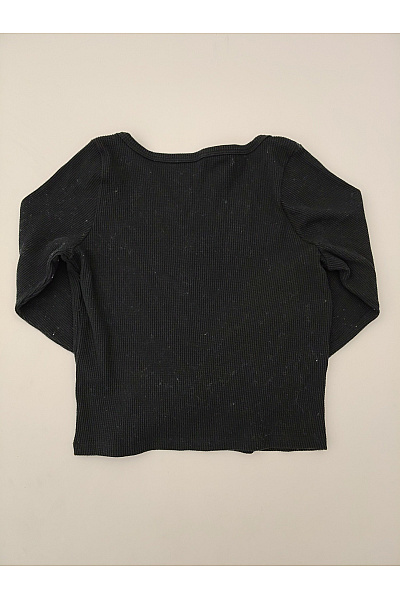 Hollister Černé bavlněné tričko s dlouhým rukávem hranatý výstřih henley crop top Velikost M | Hollister | obrázek 4