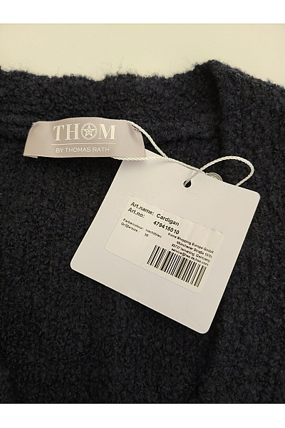 THOM By Thomas Rath Černý vlněný kardigan na knoflíky do véčka Vel. DE 36 | THOM By Thomas Rath | obrázek 6