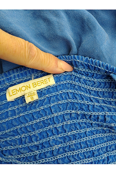 lemon beret Modré dívčí šaty s nařaseným živůtkem Velikost EU 134 | lemon beret | obrázek 7