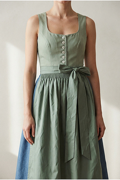 Hammerschmid Bavlněné Dirndl šaty Midi Khaki Velikost DE 40