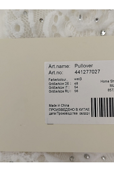 PFEFFINGER Bílý dámský pulovr s výstřihem do V a krajkou Vel. DE 48 | PFEFFINGER | obrázek 6