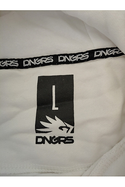 DNGRS Bílá bavlněná dámská mikina s kapucí a klokaní kapsou Vel. L | DNGRS | obrázek 7