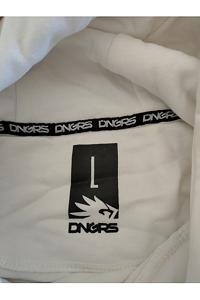 DNGRS Bílá bavlněná dámská mikina s kapucí a klokaní kapsou Vel. L | DNGRS | obrázek 8