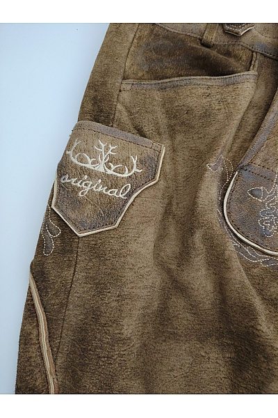 Wiesnkonig Pánské kožené kraťasy s kšandami a laclem vintage Vel. DE 48 | Wiesnkonig | obrázek 5