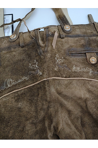 Wiesnkonig Pánské kožené kraťasy s kšandami a laclem vintage Vel. DE 48 | Wiesnkonig | obrázek 7