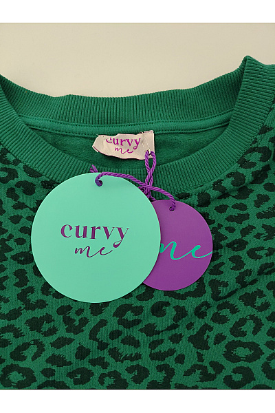 curvy me Dámský bavlněný pulovr se zvířecím vzorem zelený Vel. DE 42 | curvy me | obrázek 5