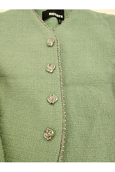 Vlněné khaki sako bez límce crop střih Vel. 42 | Unimoda | obrázek 5