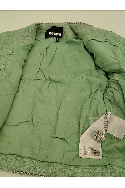 Vlněné khaki sako bez límce crop střih Vel. 42 | Unimoda | obrázek 8