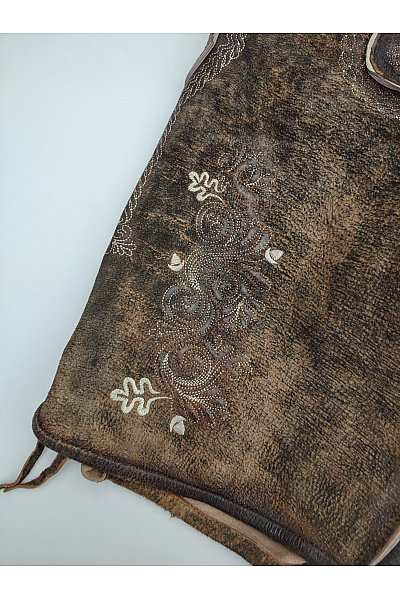 GWEIH & SILK Pánské kožené kraťasy vintage retro hnědé Velikost DE 48 | GWEIH & SILK | obrázek 6