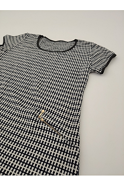 Černobílé mini šaty s kapsami Velikost S | Unimoda | obrázek 2