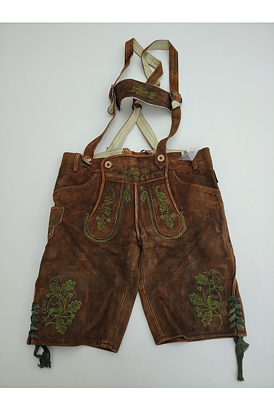 Wiesnkonig Pánské Kožené Kraťasy S Kšandami Vintage Vel. DE 48