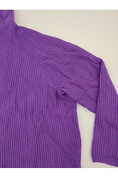 Marcel by Ostertag Fialový pletený dámský pulovr se stojáčkem na zip Velikost IT 46 | Marcel by Marcel Ostertag | obrázek 3