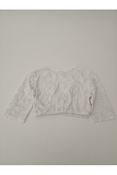 Bílá krajková zavinovací crop halenka s krátkým rukávem Velikost DE 34 | Unimoda | obrázek 7