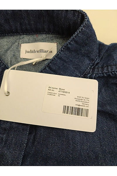 Judith Williams Dámská modrá bavlněná košile se stojáčkem ležérní Velikost DE 40 | Judith Williams | obrázek 5