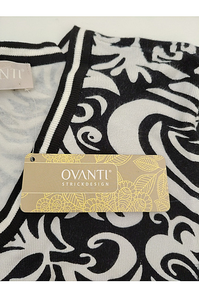 OVANTI Černobílý vzorovaný pulovr s výstřihem do V Vel. DE 40 | OVANTI | obrázek 4