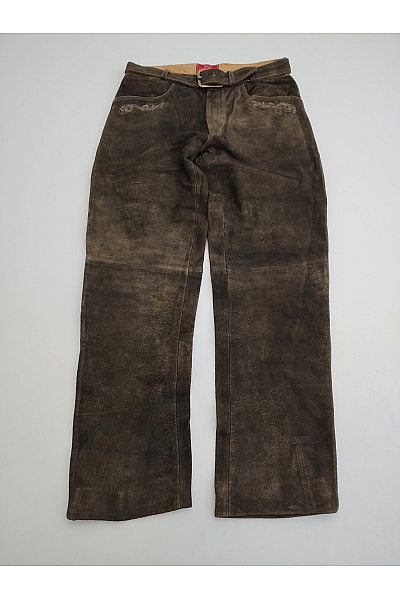KAISERJAGER Pánské Kožené Kalhoty S Páskem Vintage Velikost EU 50