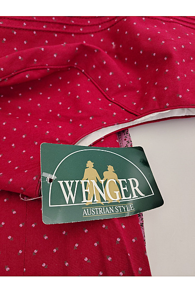 Wenger Červené bavlněné dirndl šaty midi puntíkované s páskem Vel. EU 38 | Wenger | obrázek 3