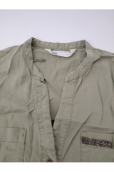 ZARA Khaki košilové šaty s dlouhým rukávem Vel. EU M | ZARA | obrázek 3