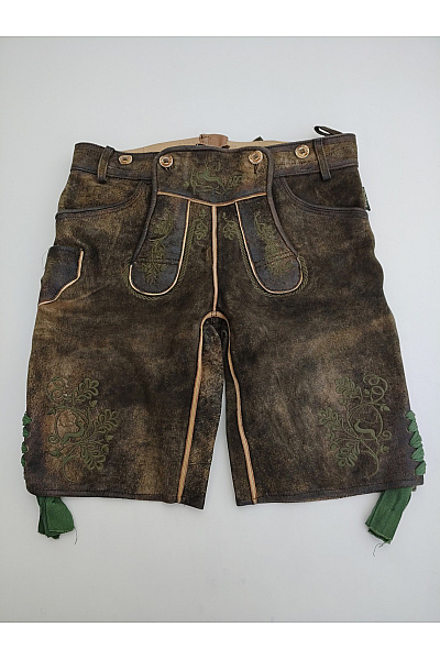 Wiesnkonig Pánské kožené kraťasy vintage retro hnědé Vel. DE 50 | Wiesnkonig | obrázek 2