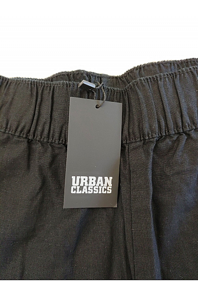 URBAN CLASSICS Dámské černé lněné široké kalhoty s gumou v pase Vel. M | URBAN CLASSICS | obrázek 6