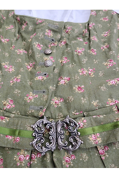 Trachtenmanufaktur Khaki květované midi šaty dirndl s páskem Velikost DE 36 | Trachtenmanufaktur | obrázek 3